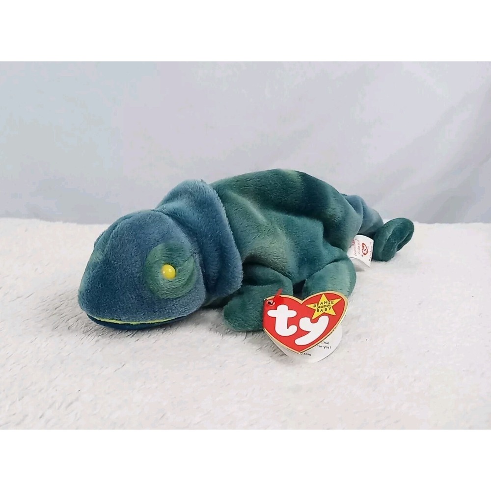 VTG Ty Beanie‎ Baby Rainbow The Chameleon 1997 Retired Bean Bag Plush Animal